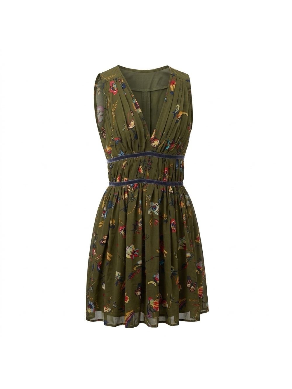 Abercrombie and Fitch Olive Floral Sleeveless V-Neck Dress [COPY]
